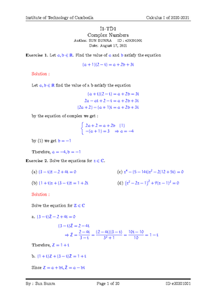 TP01 solution new - TP1 - ព្រះរាជាណាចព្ររម្ព ជា ជាតិ សាសនាព្ រះម្ហា ...