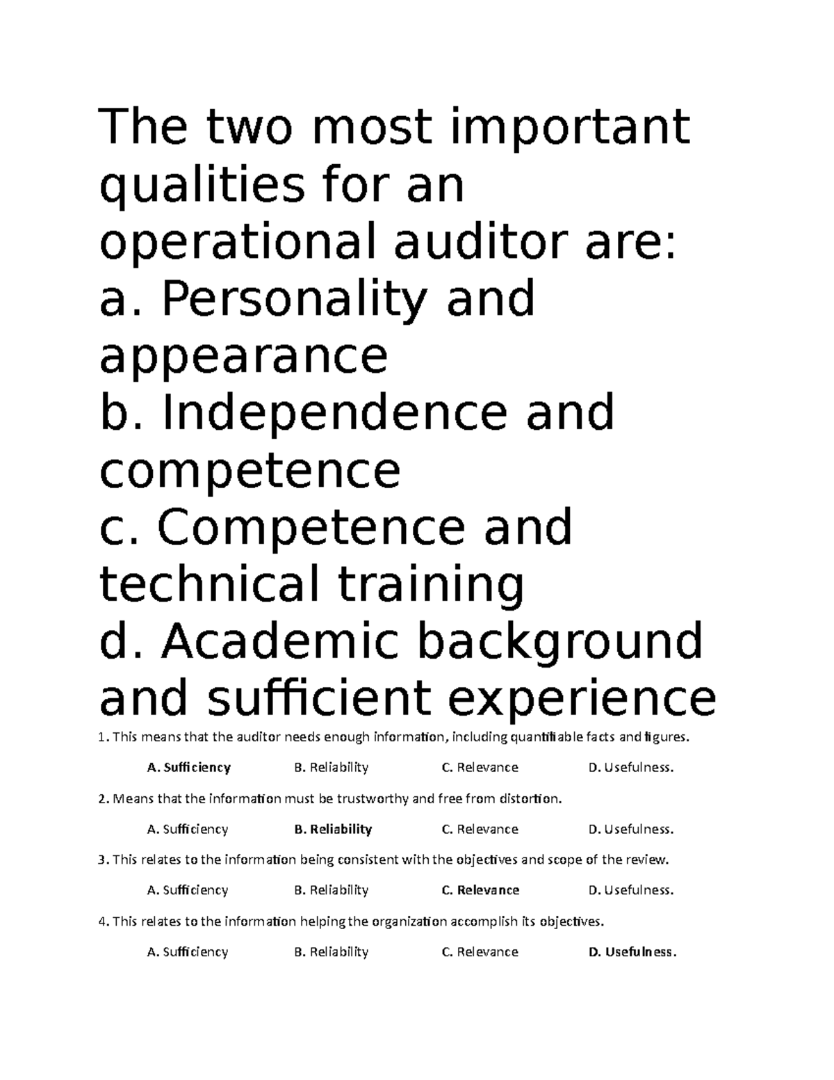 Operations Auditing Quiz - The Two Most Important Qualities For An ...