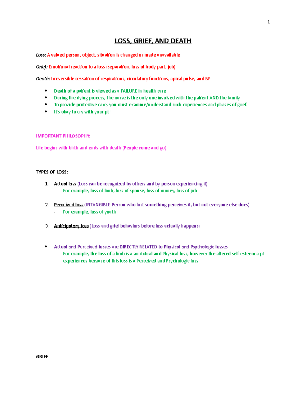 critical thinking model for loss death and grieving assessment