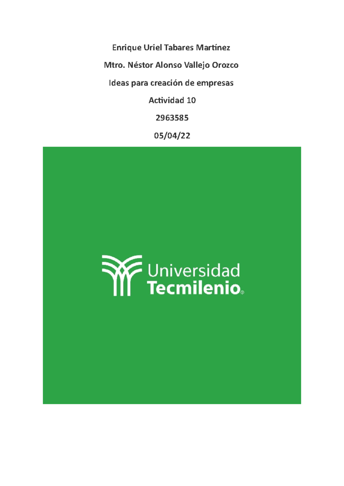 Actividad 10 ideas para creacion de empresas - Enrique Uriel Tabares ...
