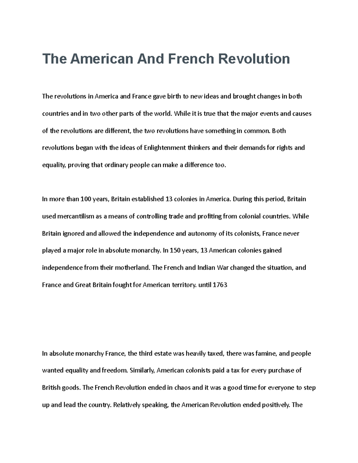 What Social And Political Changes Resulted From The American And French Revolutions