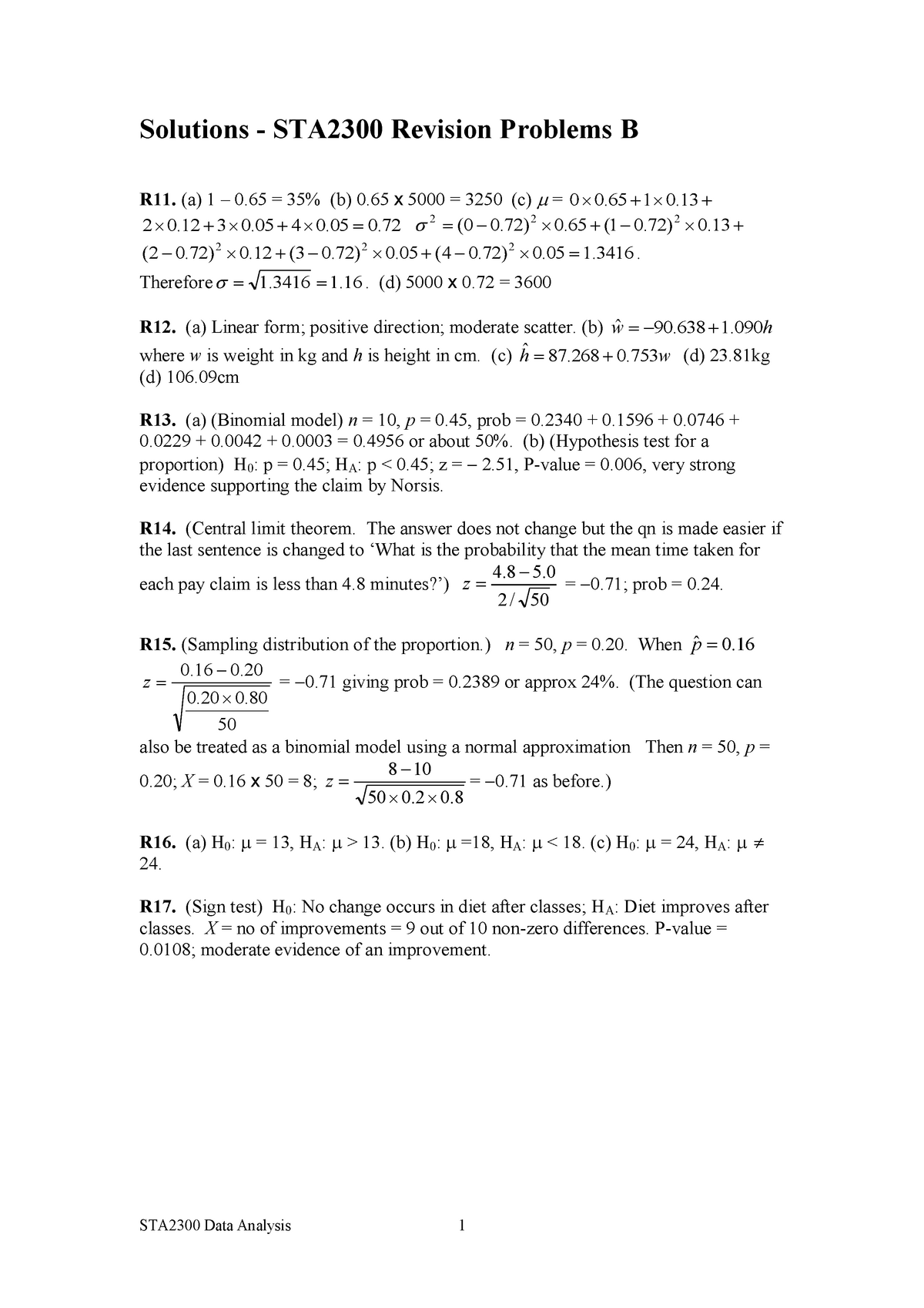 Solutions Set B Revision B Answers Studocu