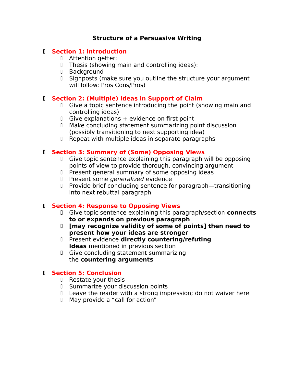 Structure of a Persuasive Writing - Studocu