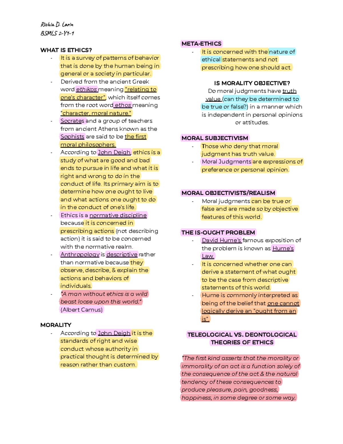 ETIC211-Week 1 - notes for lesson 1 - Ric D. Lar BL 2-Y1- WHAT IS ...