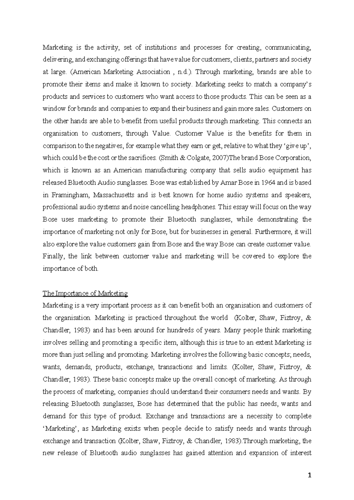 Marketing Assignment - Marketing is the activity, set of institutions ...
