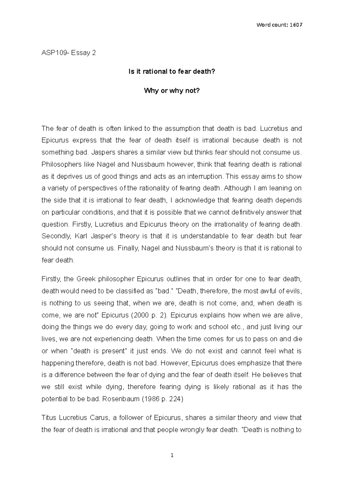 love and death essay