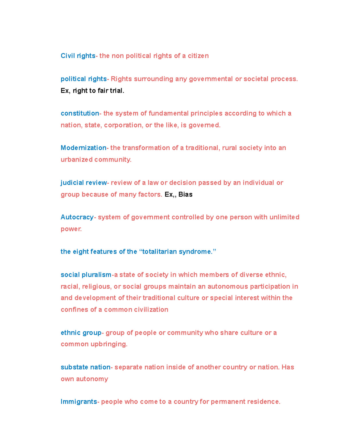 Civil rights- the non political rights of a citizen - Ex, right to fair ...