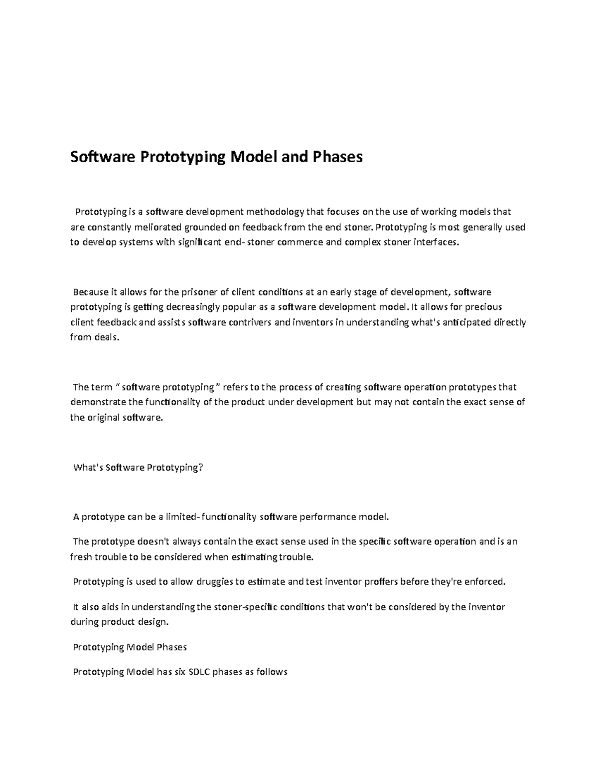 Software Prototyping Model and Phases Software Prototyping Model and