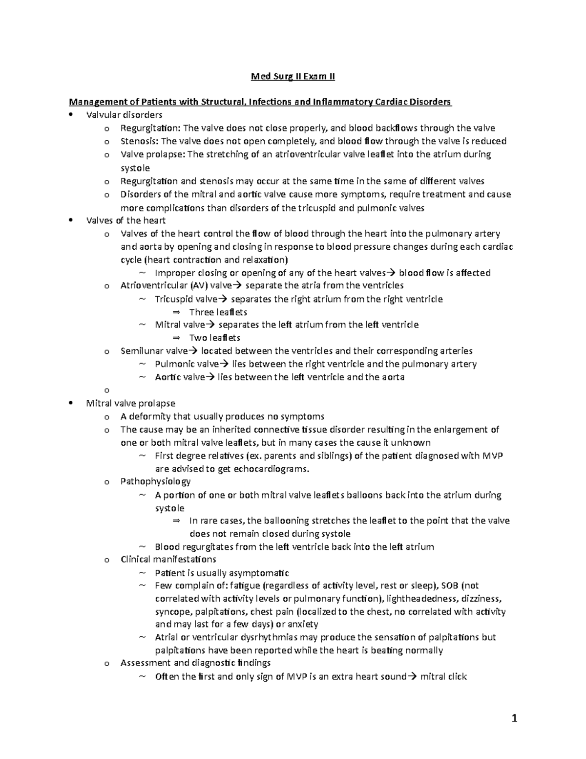 Med Surg II Exam II - Lecture notes Med surge Exam 2 - Med Surg II Exam ...
