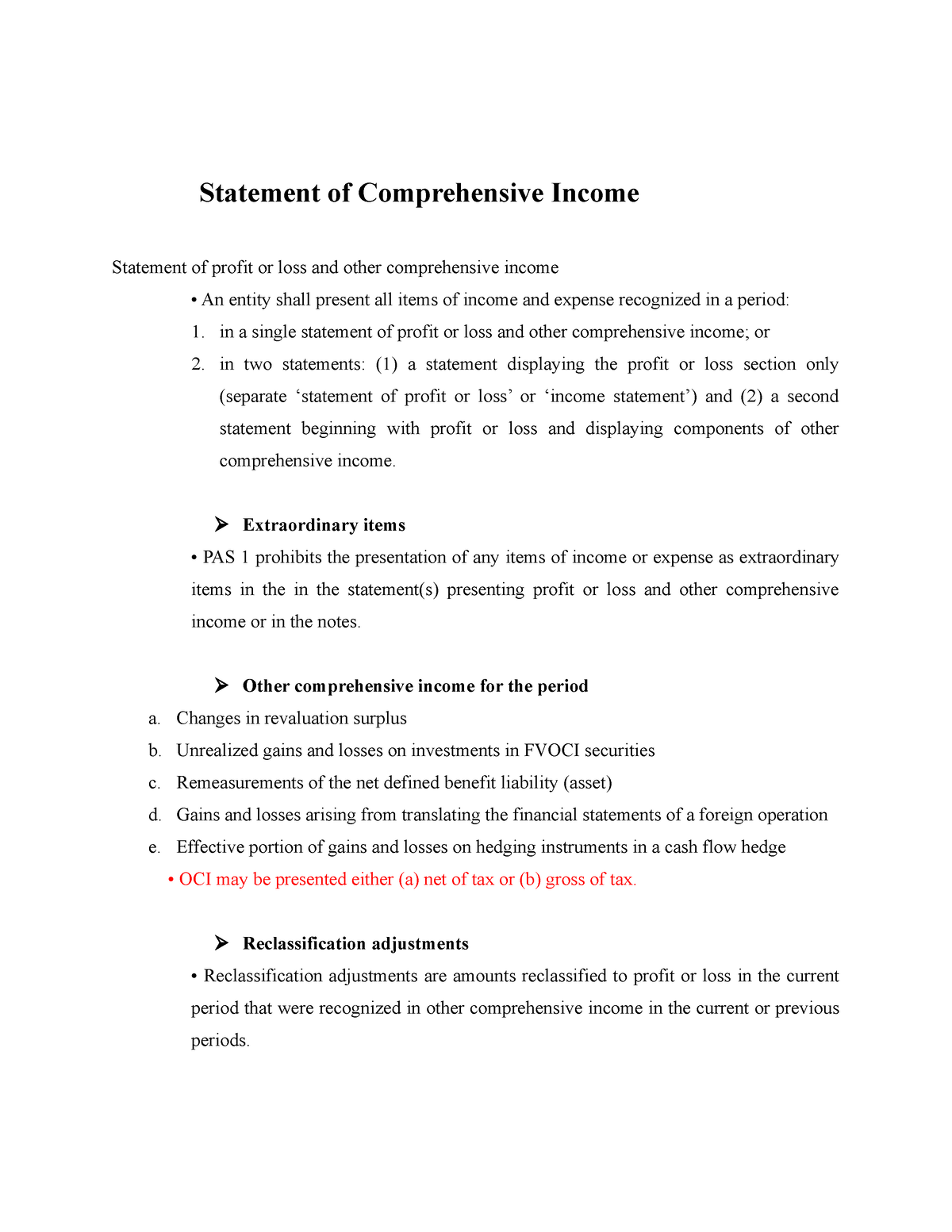 statement-of-comprehensive-income-notes-statement-of-comprehensive