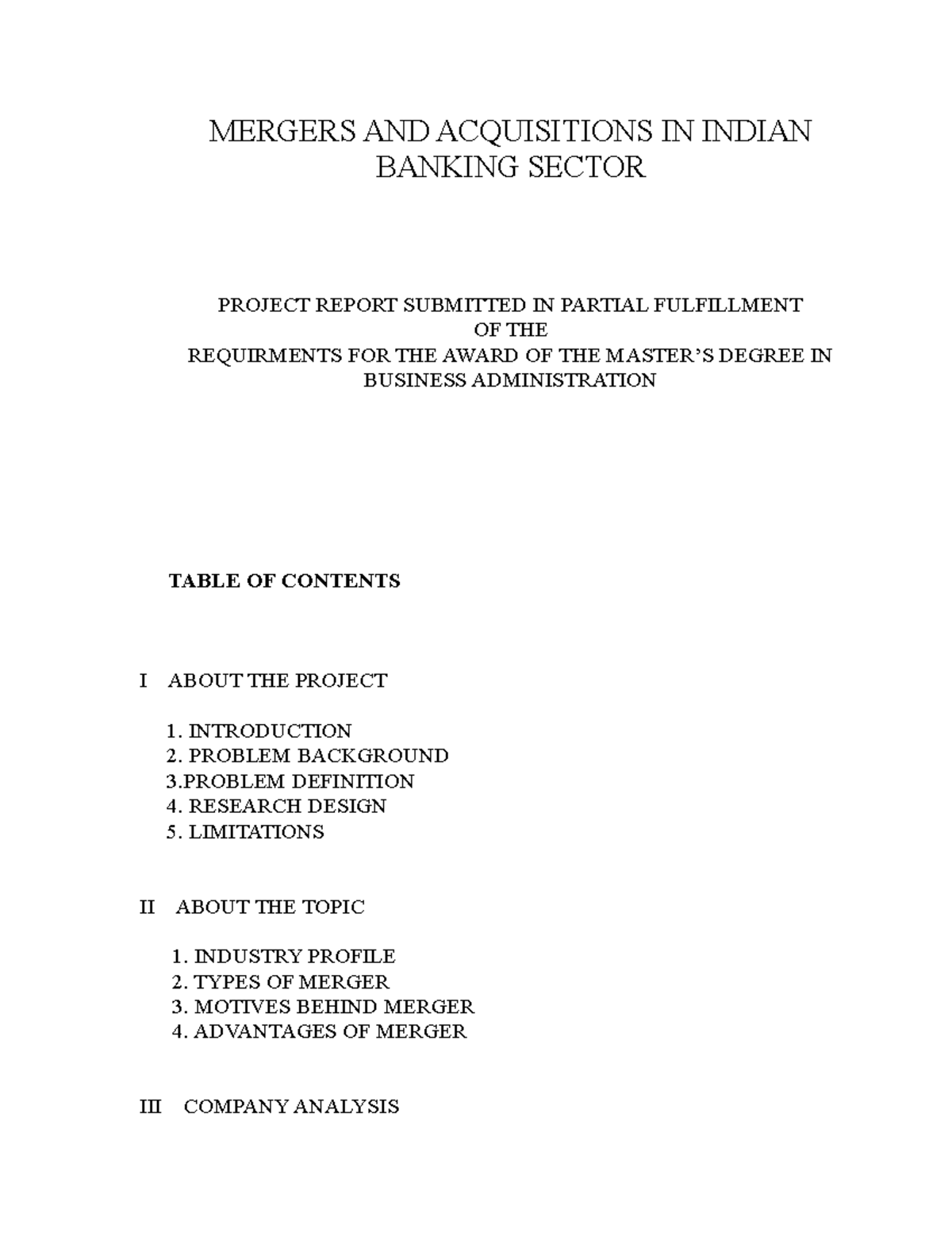 financial statement analysis of company analysis - MERGERS AND ...