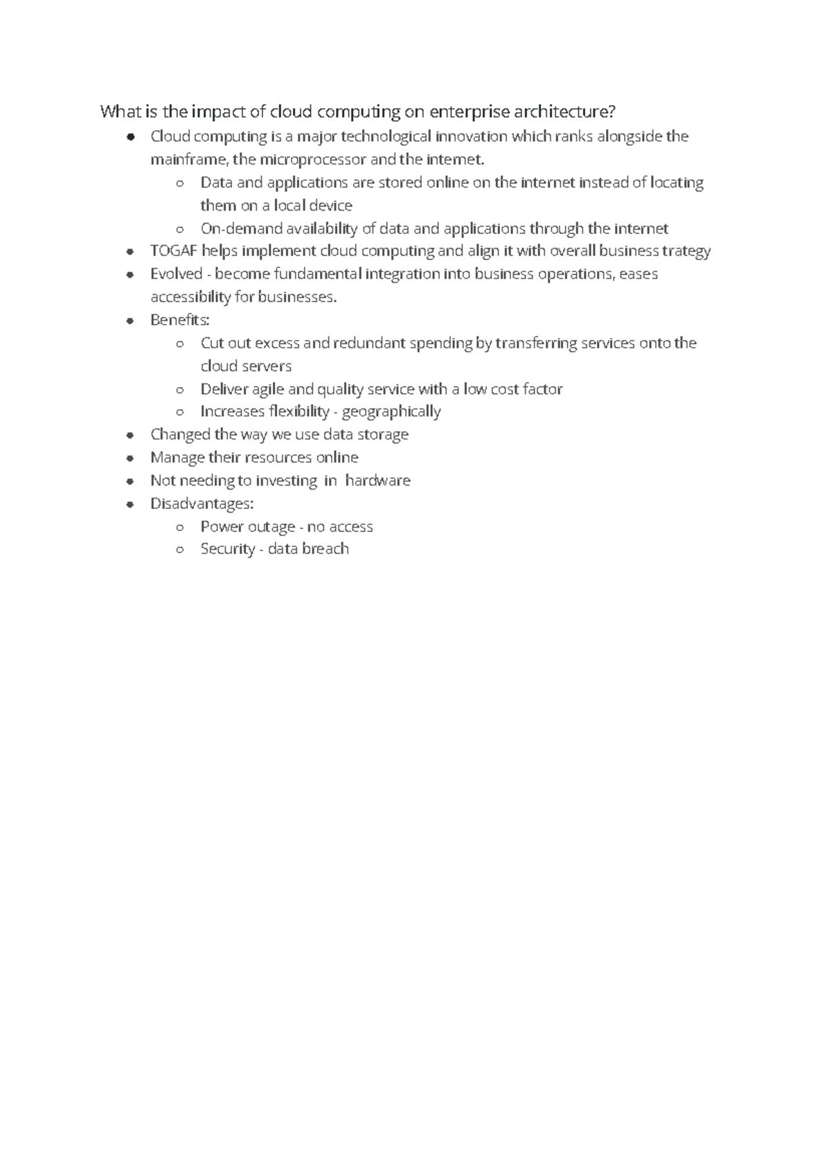 Discussion Question Network - What is the impact of cloud computing on ...