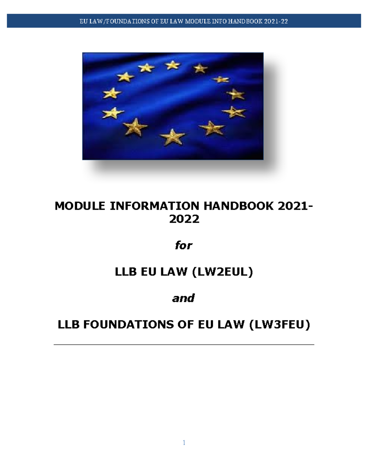 EU FEU Module Information Handbook 2021 2022 - MODULE INFORMATION ...