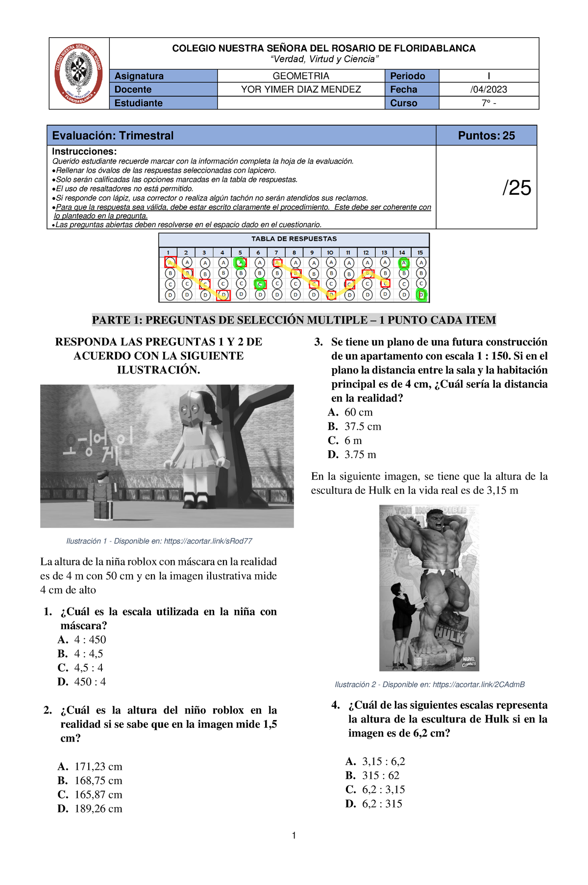 P1 TRI 7 GEO - Ejerciocios - PARTE 1: PREGUNTAS DE SELECCIÓN MULTIPLE ...