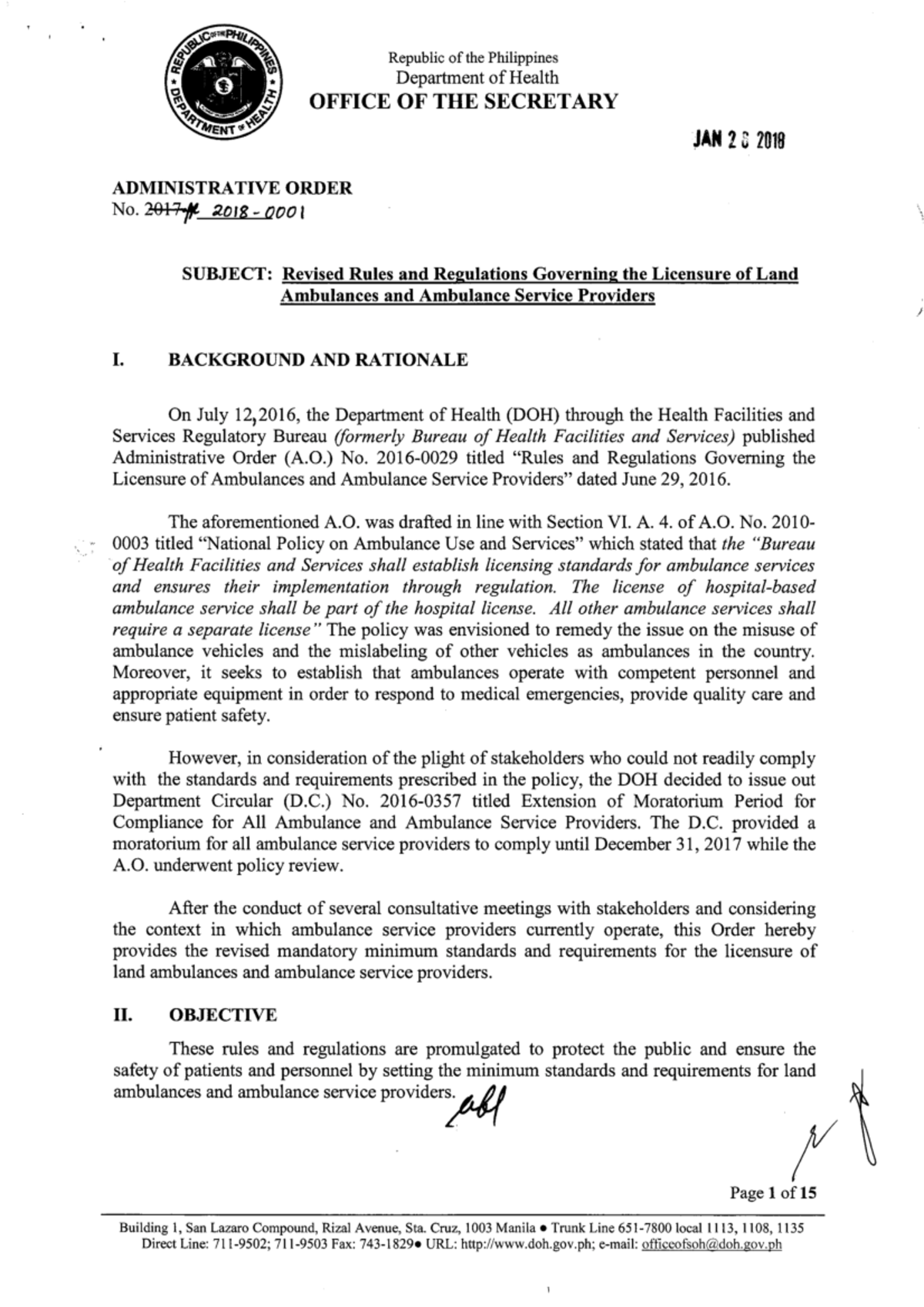 Ambulance Servise Doh Guidelines Republic Of The Philippines Department Of Health OFFICE OF