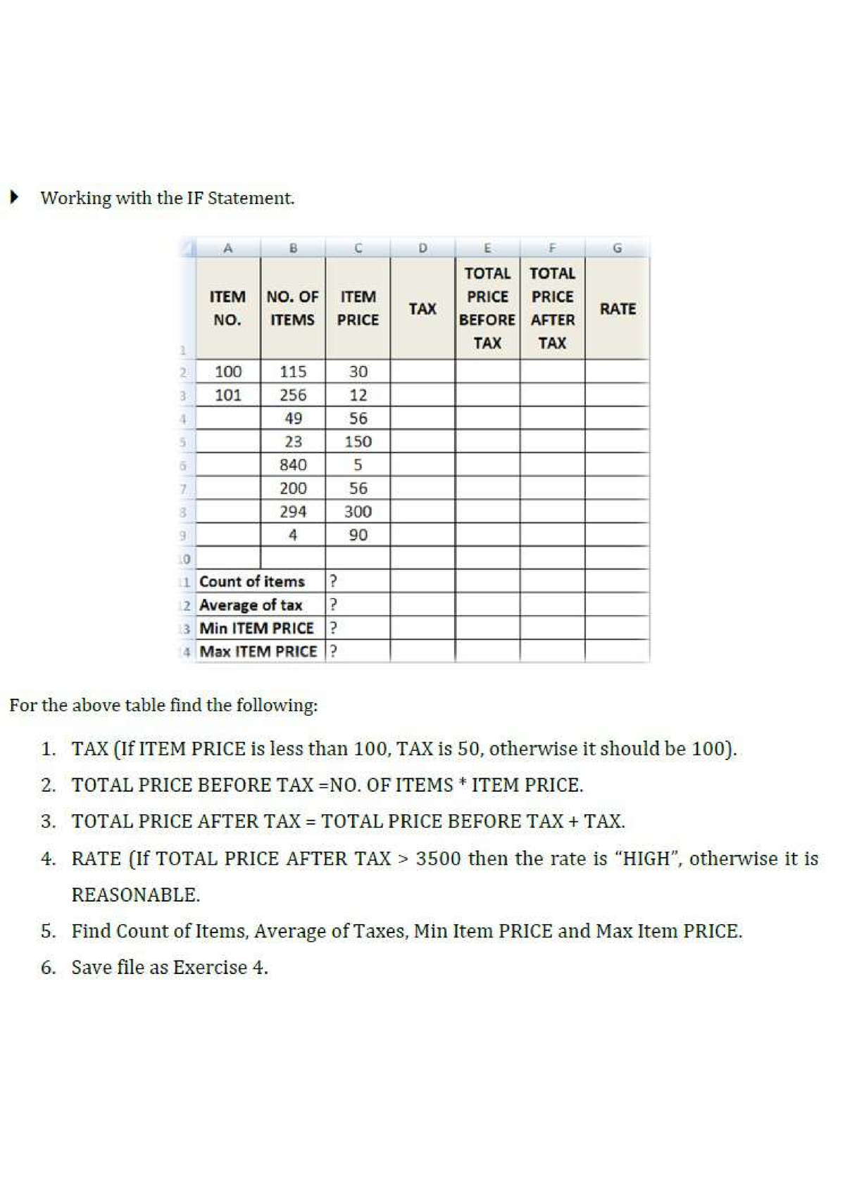 assignment for advanced excel