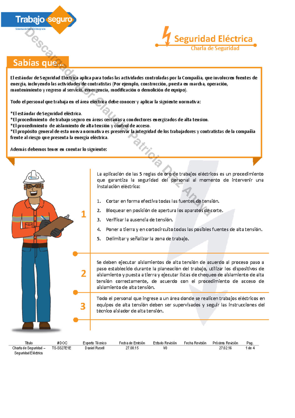 TS-SS27E1E Charla de seguridad - Seguridad Elctrica - ####### El ...