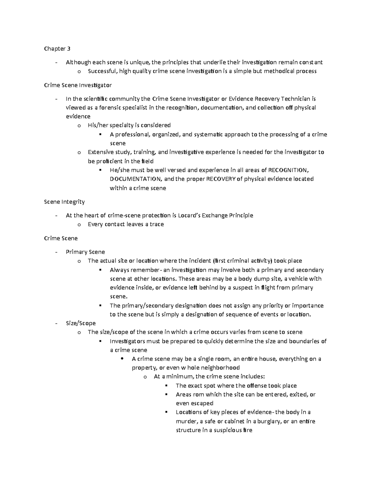 Chapter 3 notes continued - Chapter 3 Although each scene is unique ...