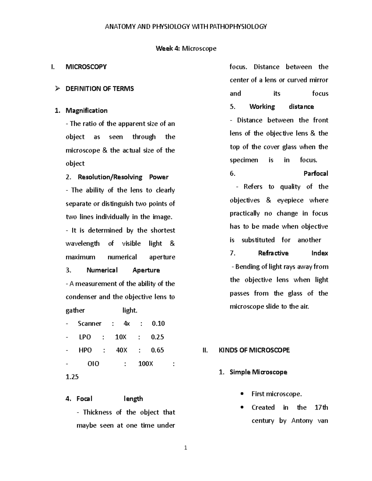 4. WEEK 4 Microscope sana makapasa kayu Week 4 Microscope I