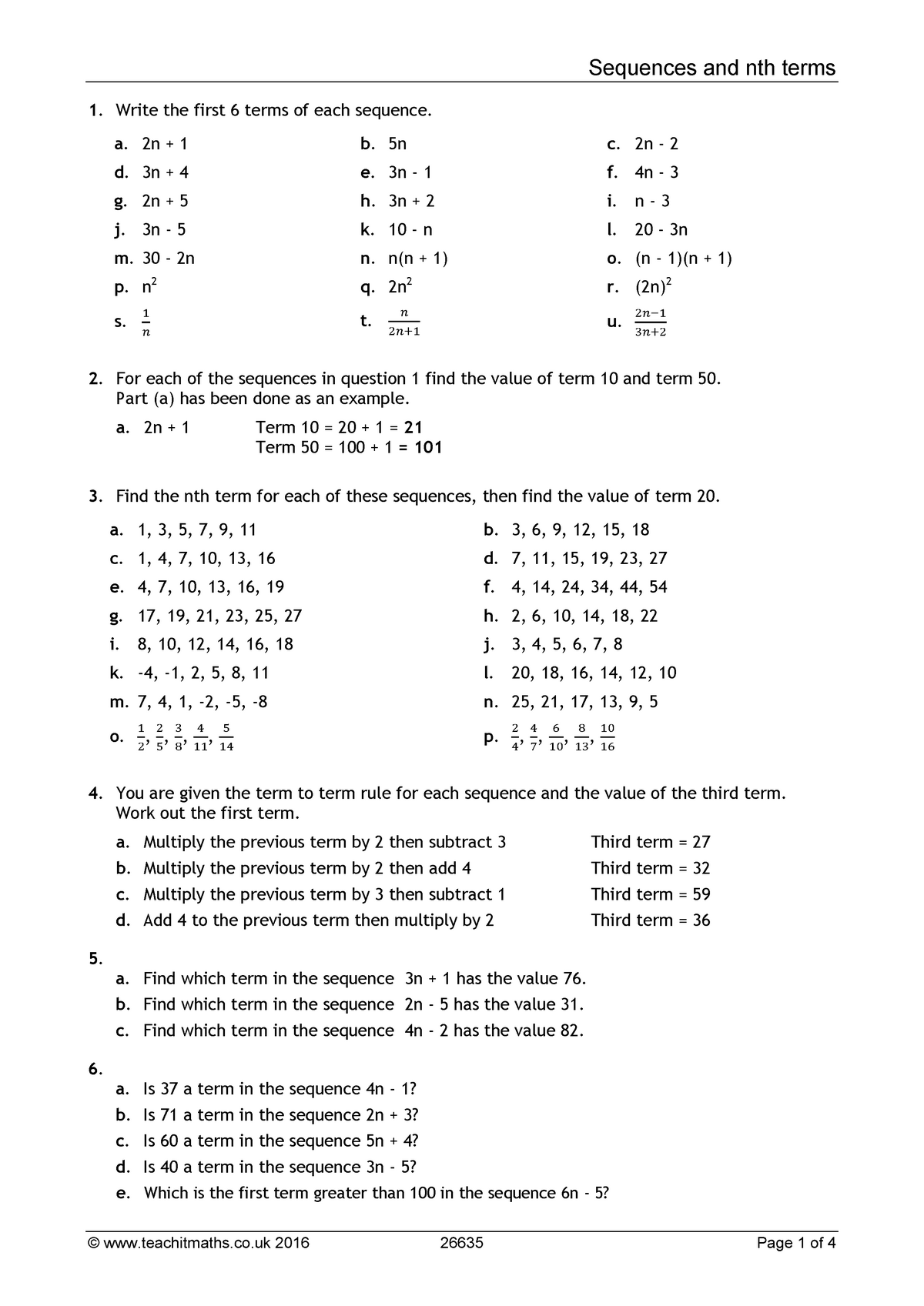 sequence-math-worksheet-with-answers-1-write-the-first-6-terms-of-each-sequence-a-2n-1-b