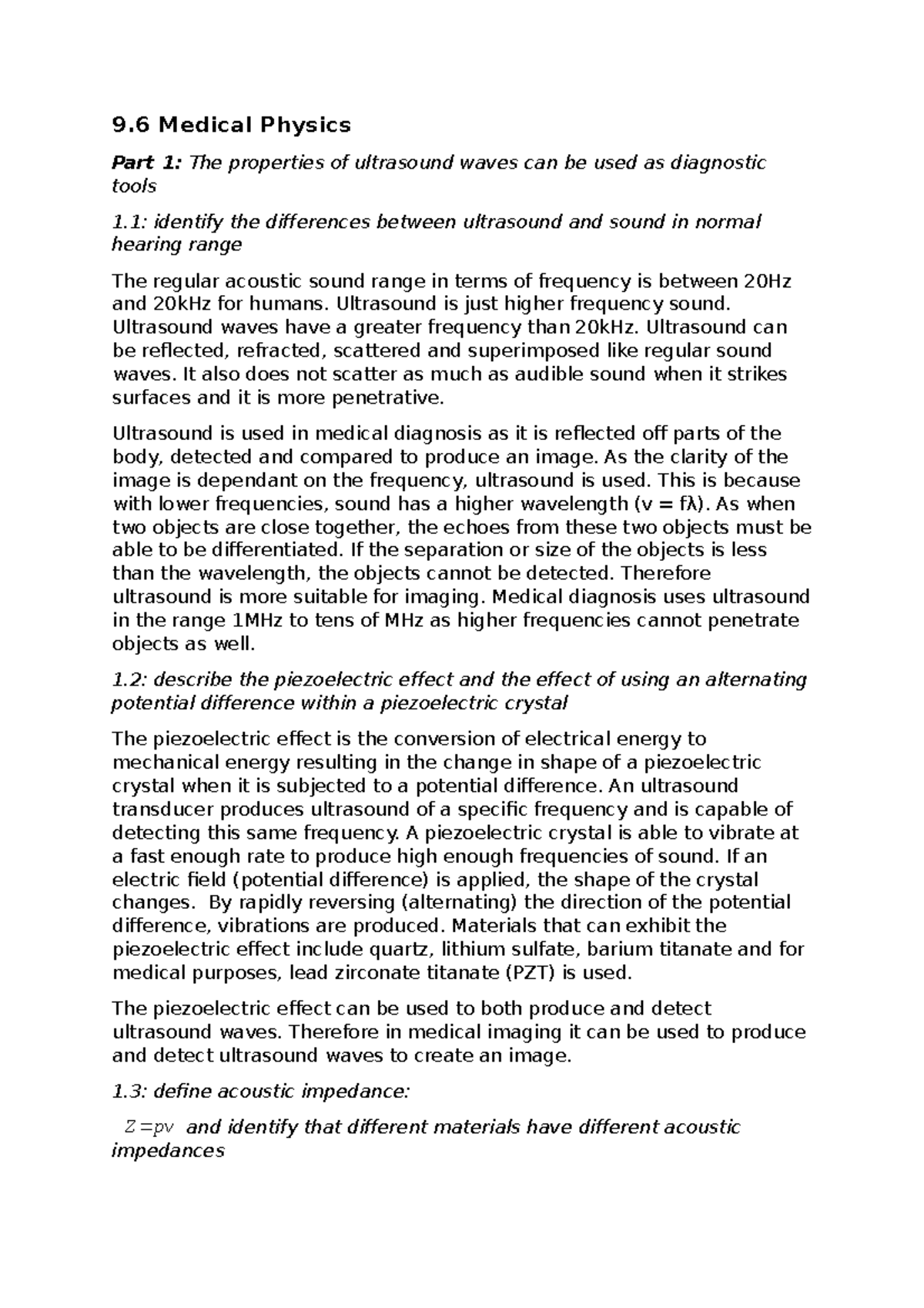 Physics Summaries 96 medphys 9 Medical Physics Part 1 The