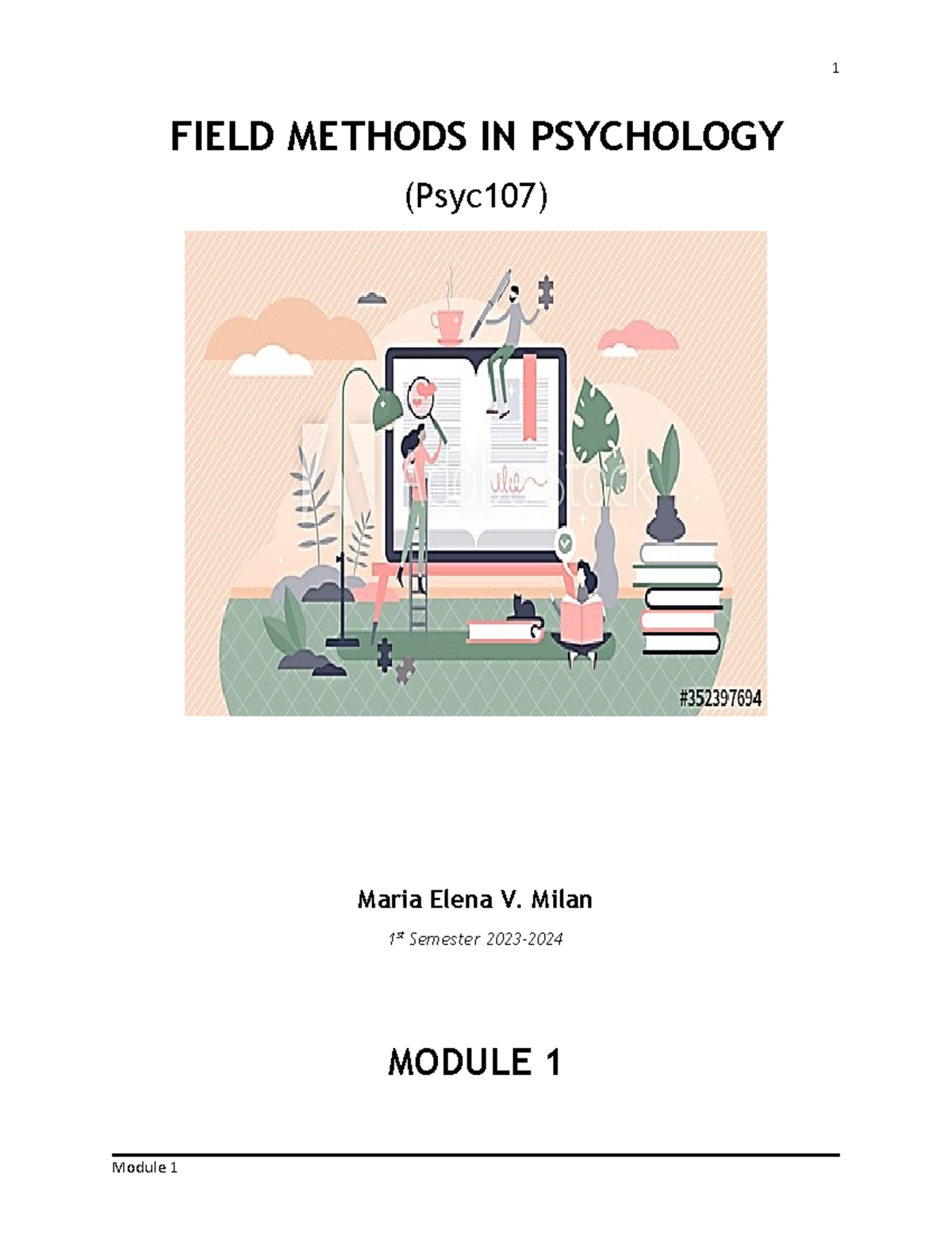 Field Methods Module11SY2023 FIELD METHODS IN PSYCHOLOGY (Psyc107