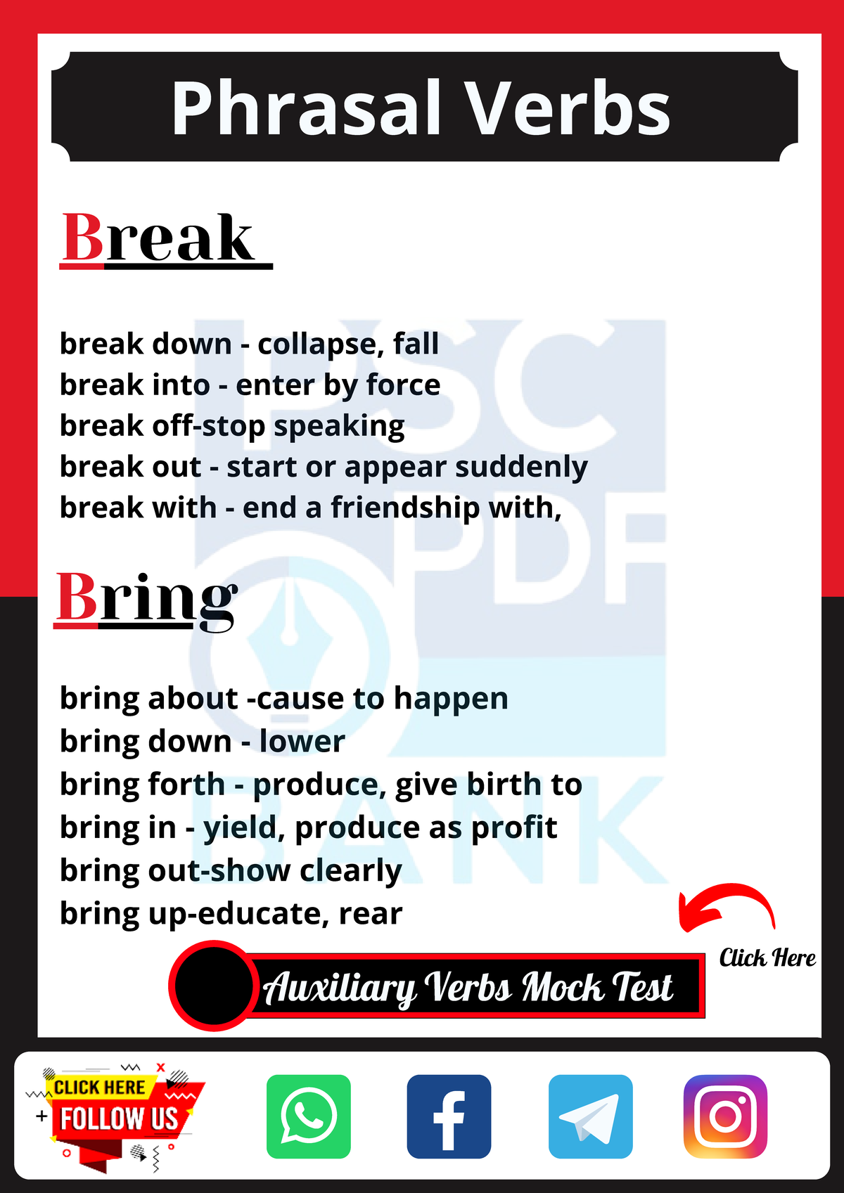 Phrasal Verbs - bring about -cause to happen bring down - lower bring ...