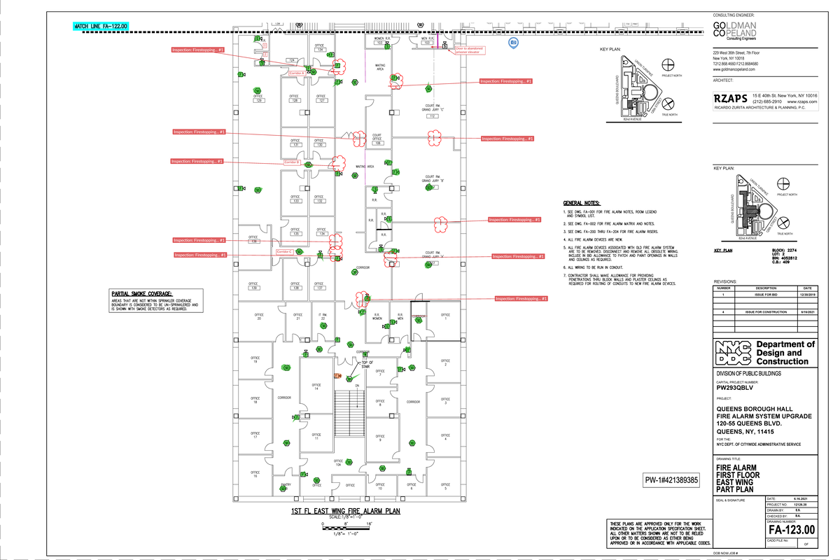 FA-123.00 FIRE Alarm First Floor EAST WING PART PLAN Rev.1 markup - 120 ...