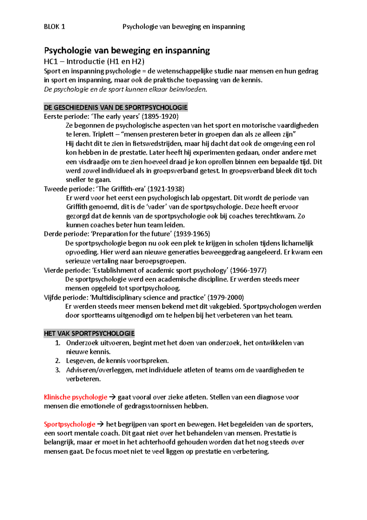 Psychologie beweging en inspanning - Psychologie van beweging en ...