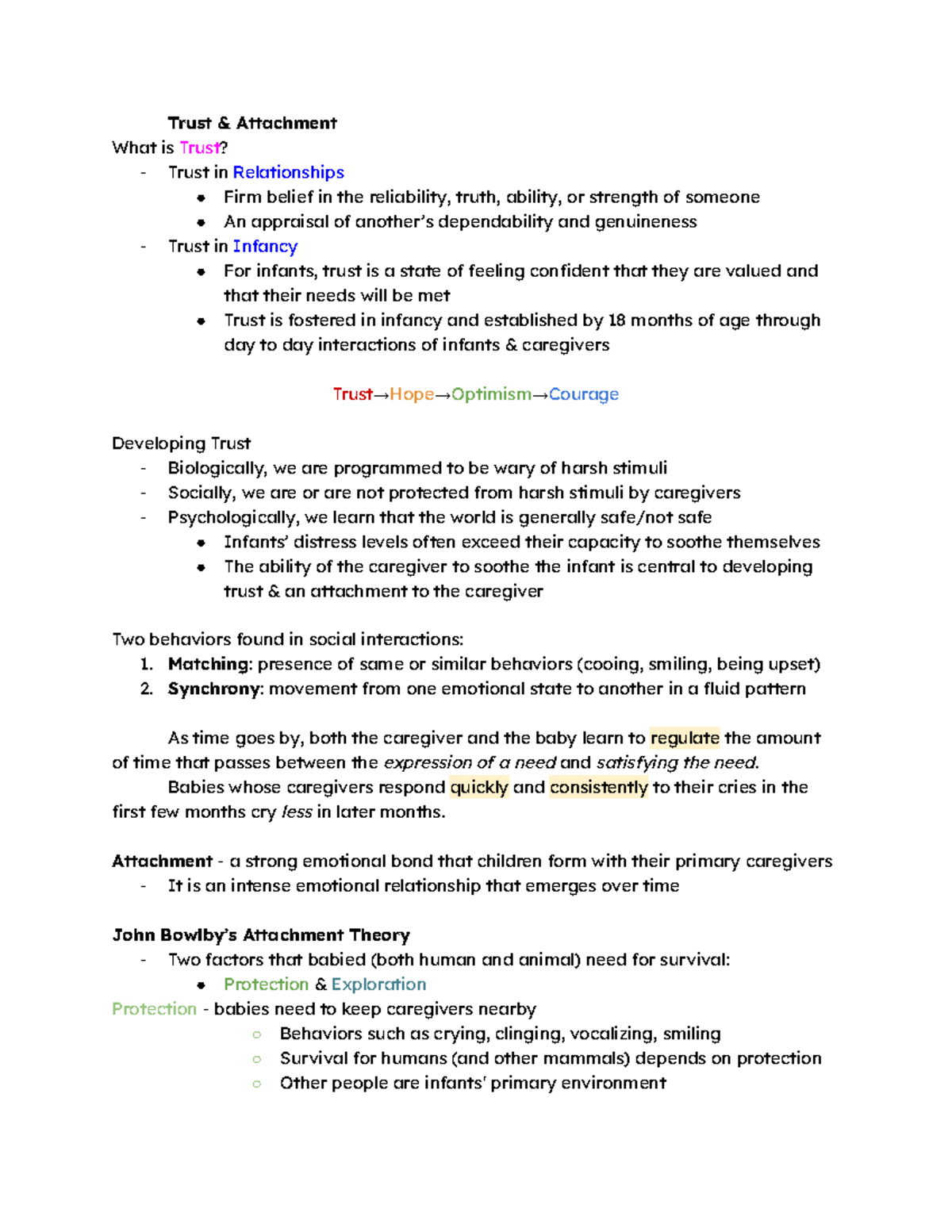 Hdfs11 - Human Development And Family Studies - Trust & Attachment What ...