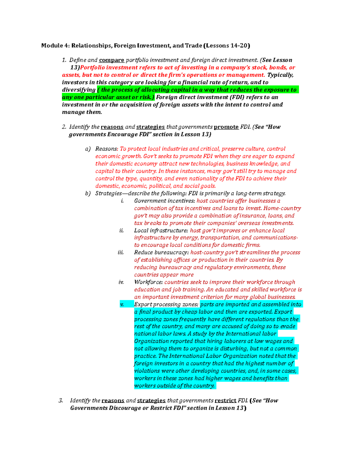 Module 4 D080 2021 2 - Module 4: Relationships, Foreign Investment, And ...