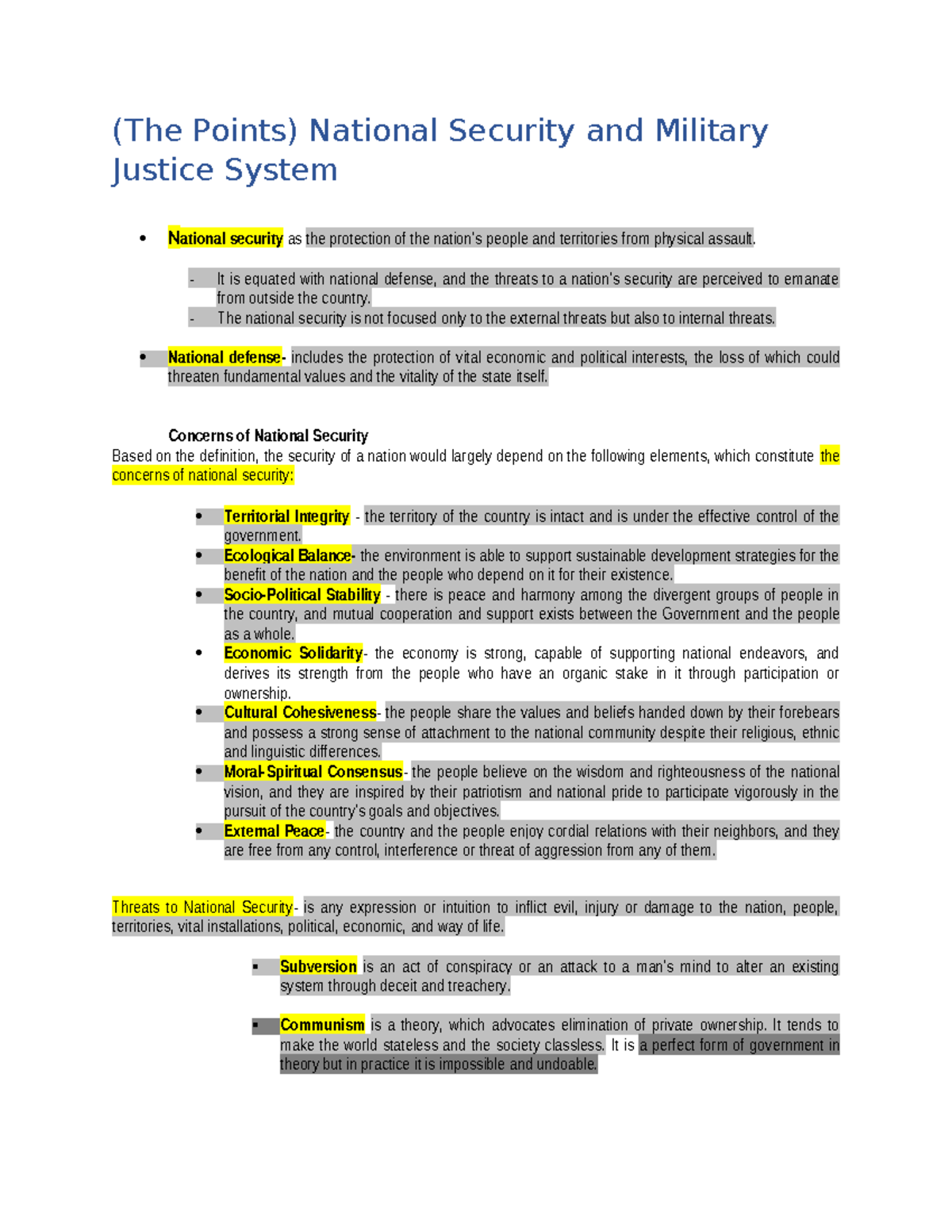 Pointers-1 - Pointers - (The Points) National Security and Military ...