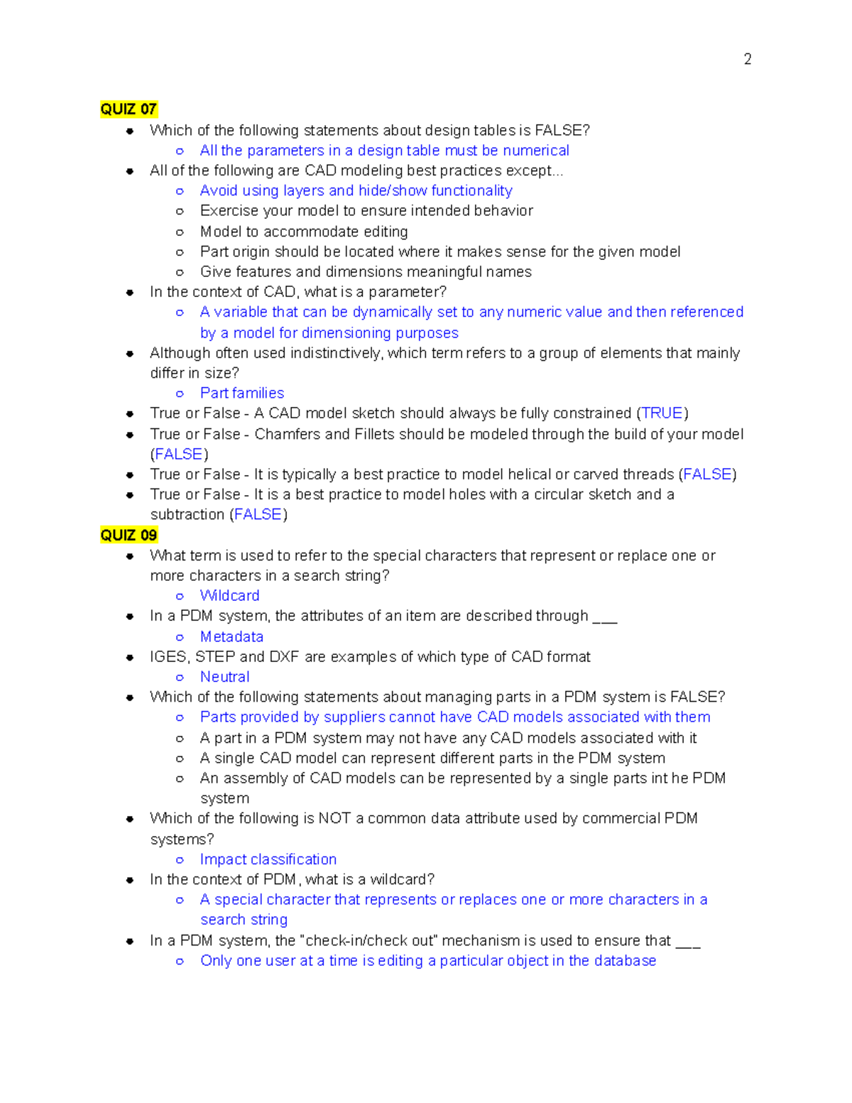CGT 163 Final QUIZ Notes Part 2 2 QUIZ 07 Which of the following