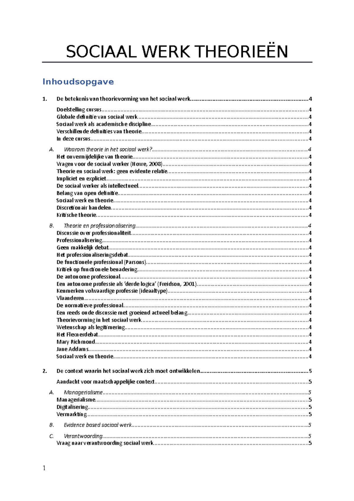 Inhoudstabel Sociaal WERK TheorieëN - SOCIAAL WERK THEORIEËN De ...