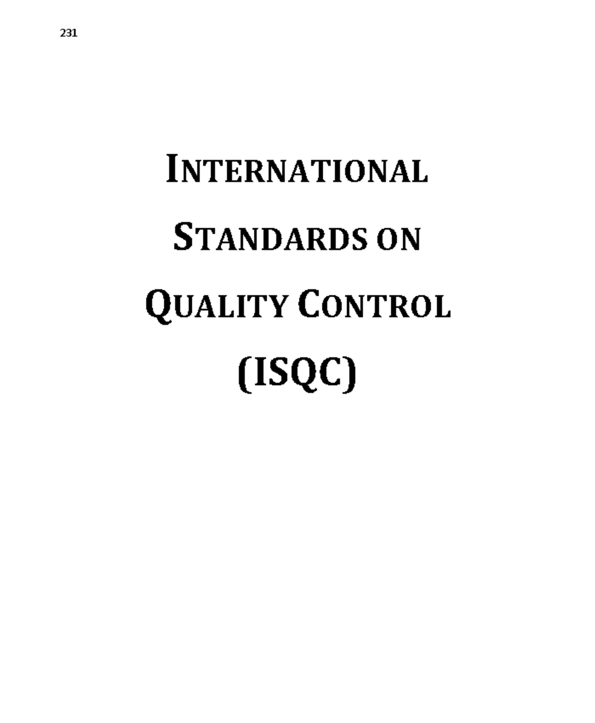 ISQC1 - Audit ISQC series - 231 INTERNATIONAL STANDARDS ON QUALITY ...