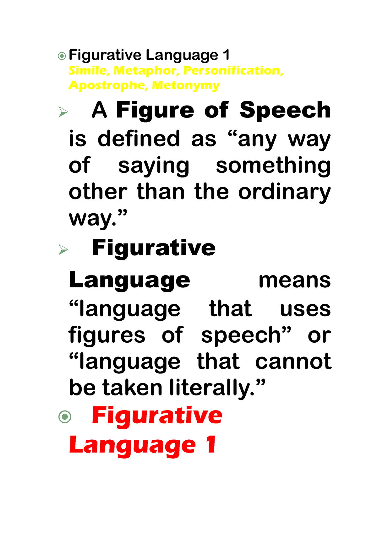 Figure of Speech - ” Figurative Language means “language that uses ...