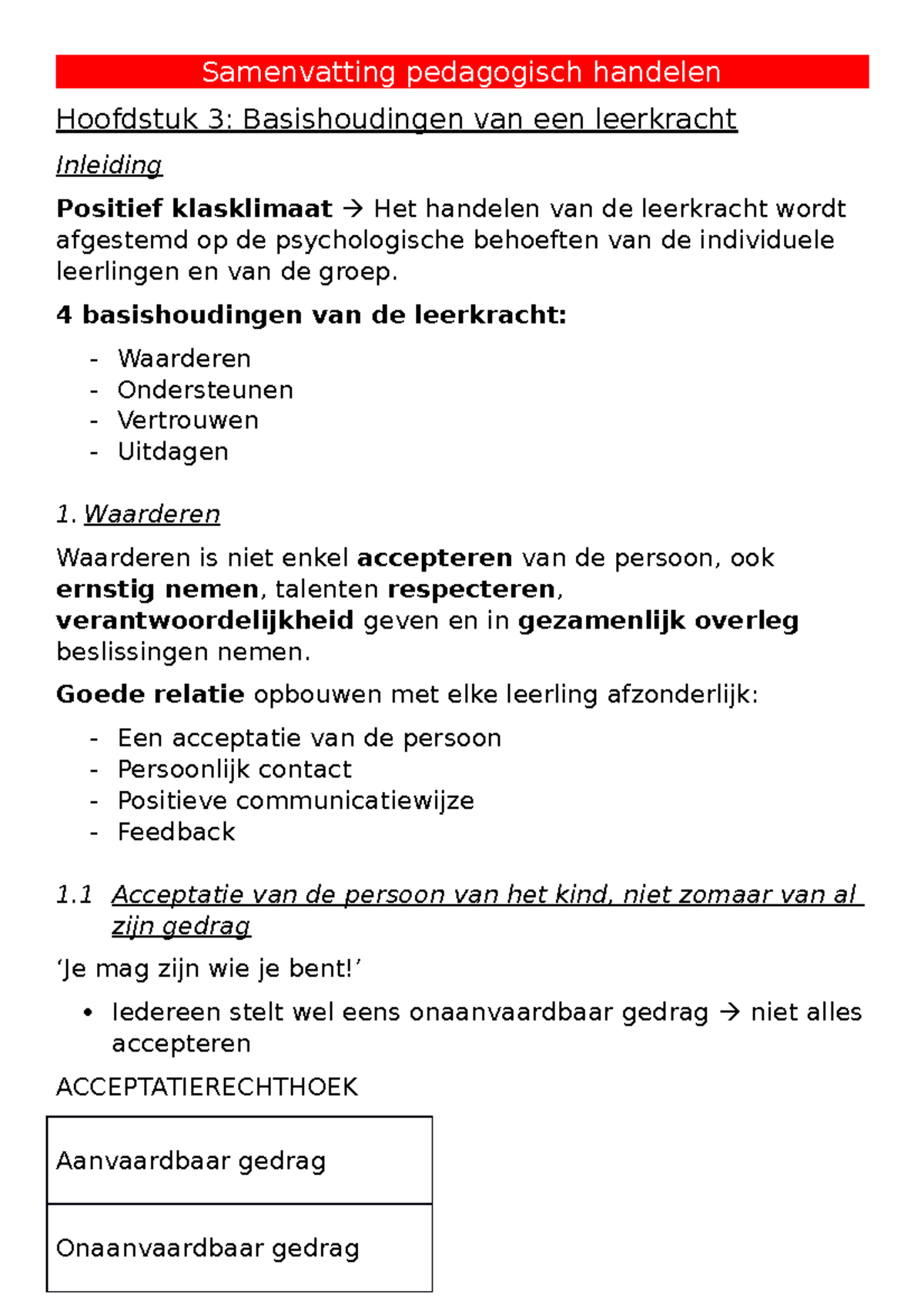 Samenvatting Hoofdstuk 3 Pedagogisch Handelen - Samenvatting ...