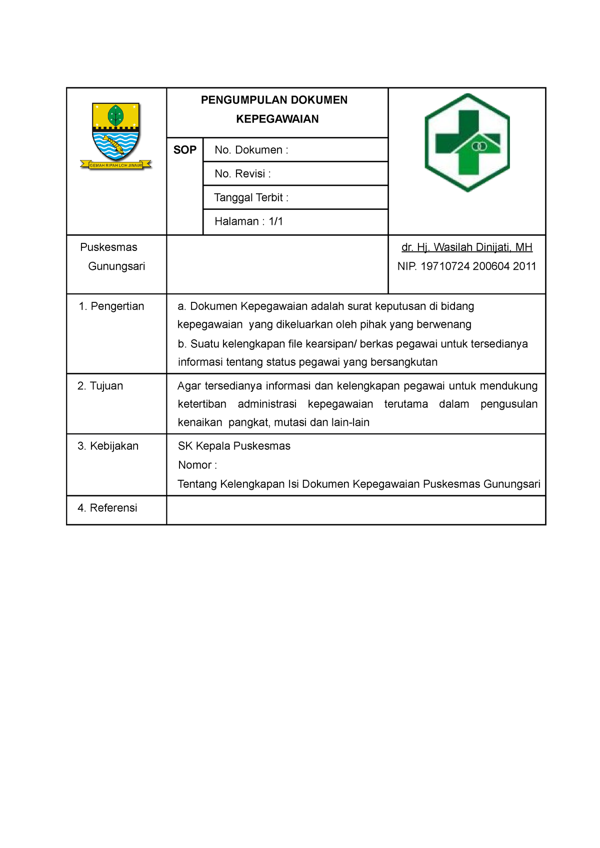 2. SOP Tentang Pengumpulan Dokumen Kepegawaian - PENGUMPULAN DOKUMEN ...