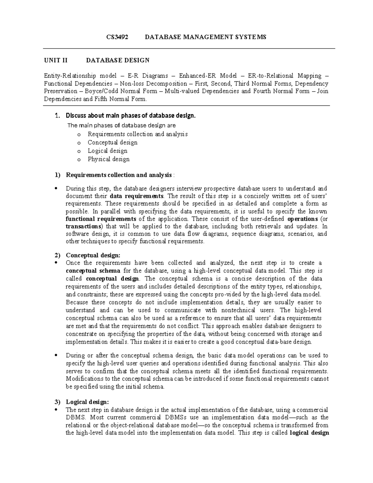 CS3492 Database Management System Unit 2 - CS3492 DATABASE MANAGEMENT ...