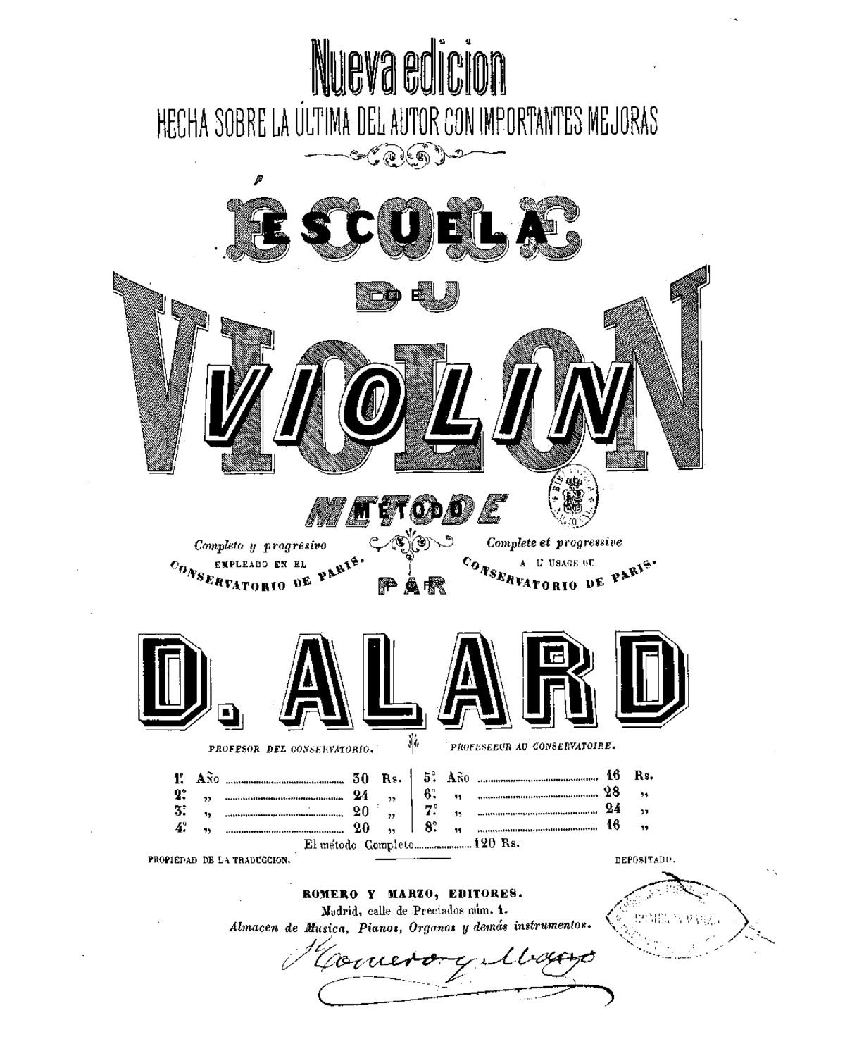 Alard, Delphin Escuela de violín método completo y progresivo para el