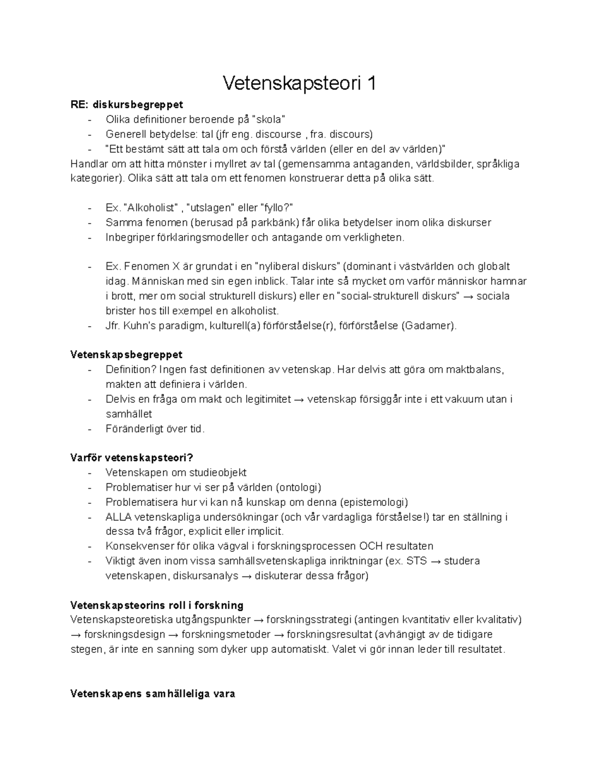 Föreläsning 6 - Vetenskapsteori 1 - Vetenskapsteori 1 RE ...