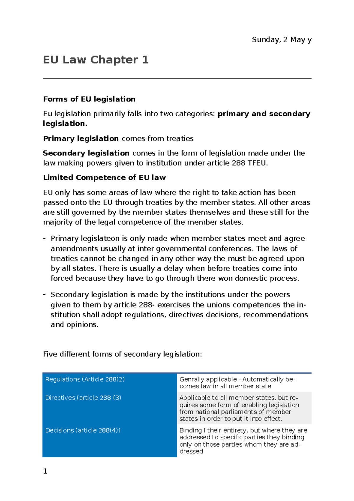 EU Law Law Express Chapter 1 - Sunday, 5 May y EU Law Chapter 1 Forms ...