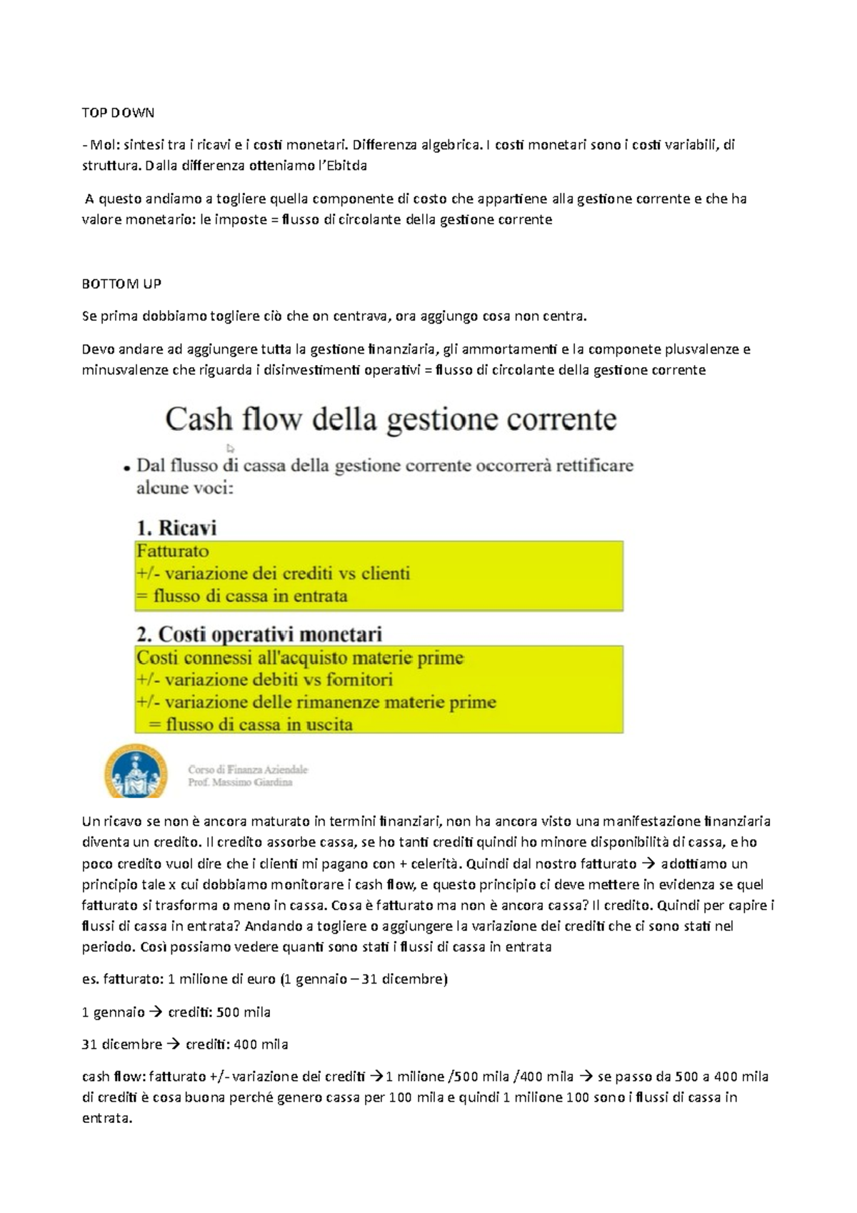 4. Lezione 4 - Riassunto - TOP DOWN Mol: Sintesi Tra I Ricavi E I Costi ...