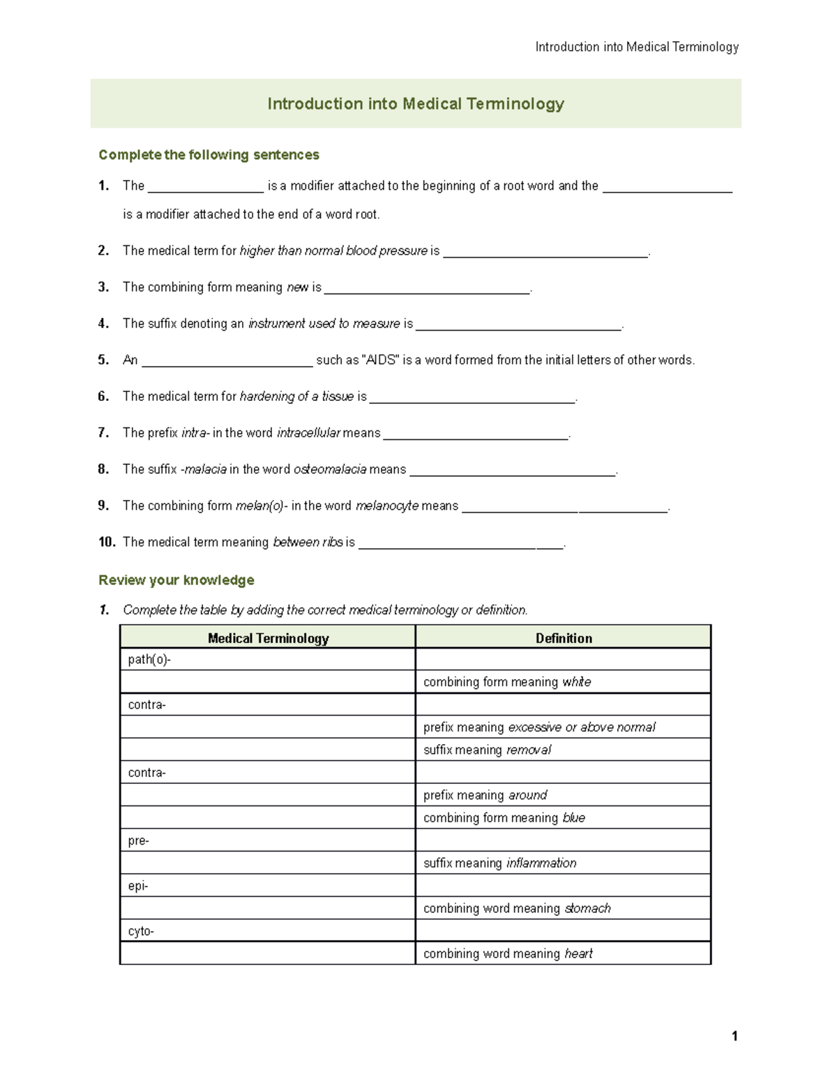 1-Intro+into+Medical+Terminology - Introduction Into Medical ...