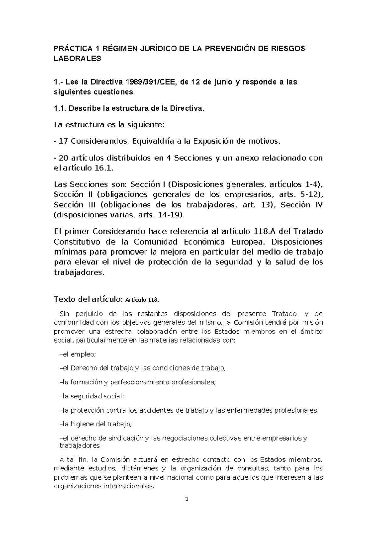 Práctica 1 PRL Grupo 2 Soluc PROP - PRÁCTICA 1 RÉGIMEN JURÍDICO DE LA ...
