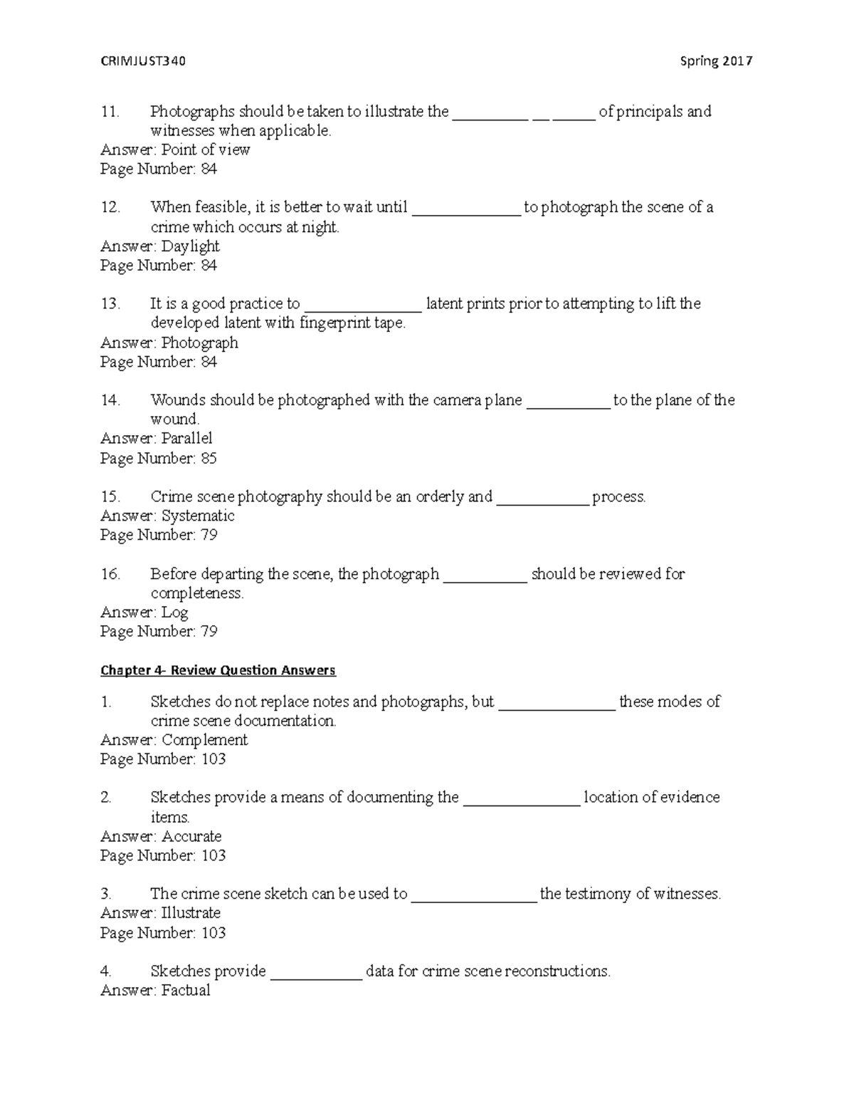 CJ Review Q's 5 CRIMJUST340 Spring 2017 Photographs should be taken