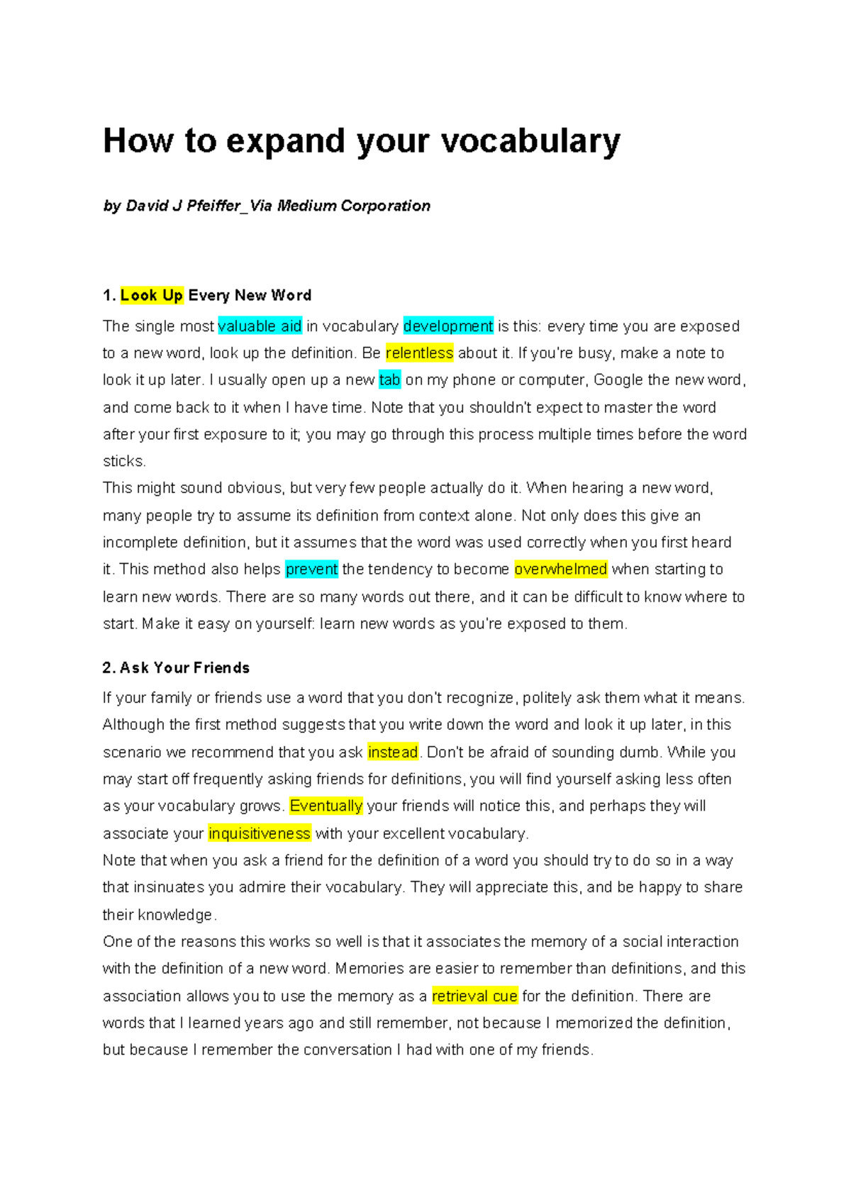 How to expand your vocabulary by David JPfeiffer - Be relentless about ...