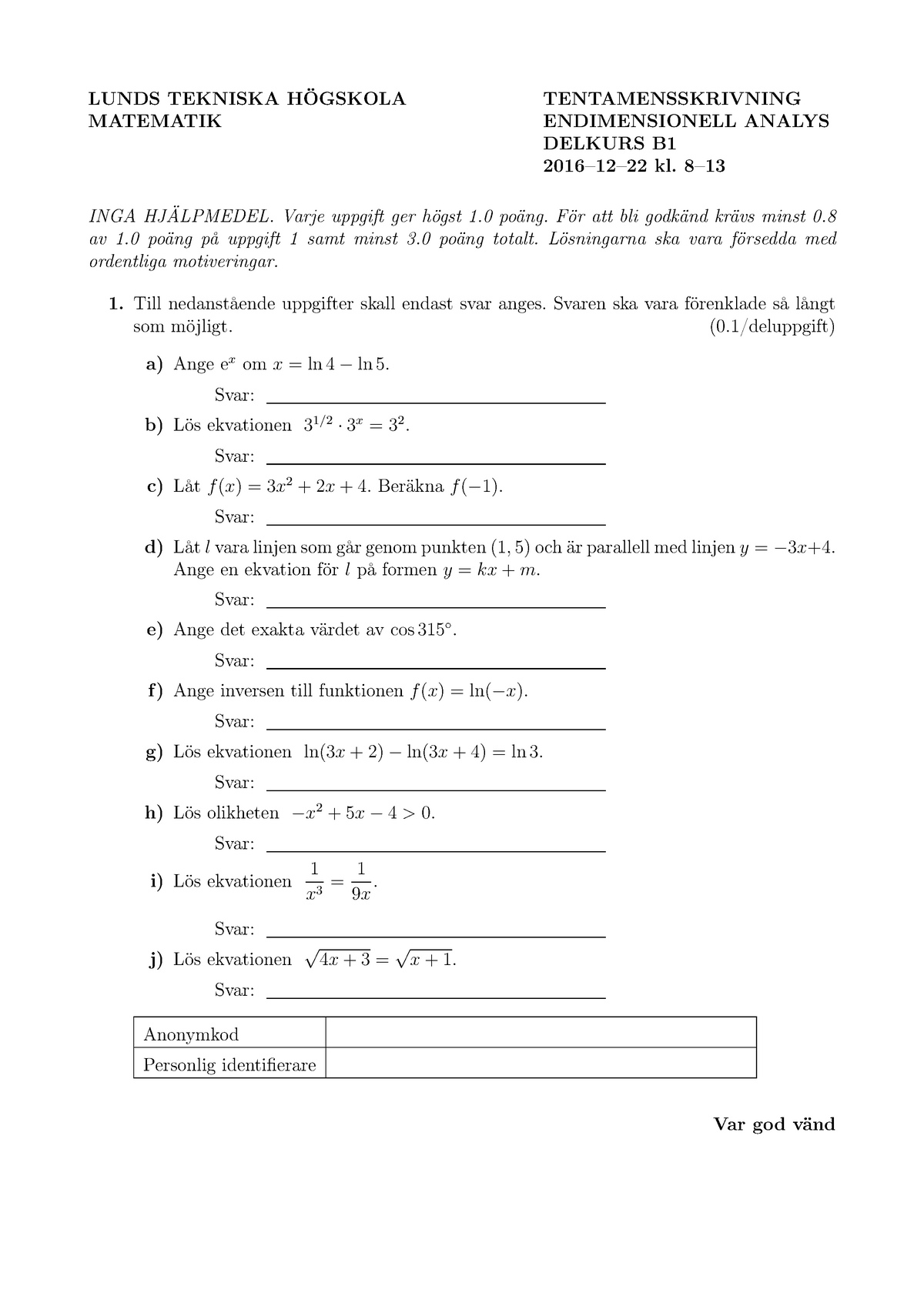 Exam 2016-12-22 - Extenta - LUNDS TEKNISKA HÖGSKOLA MATEMATIK ...