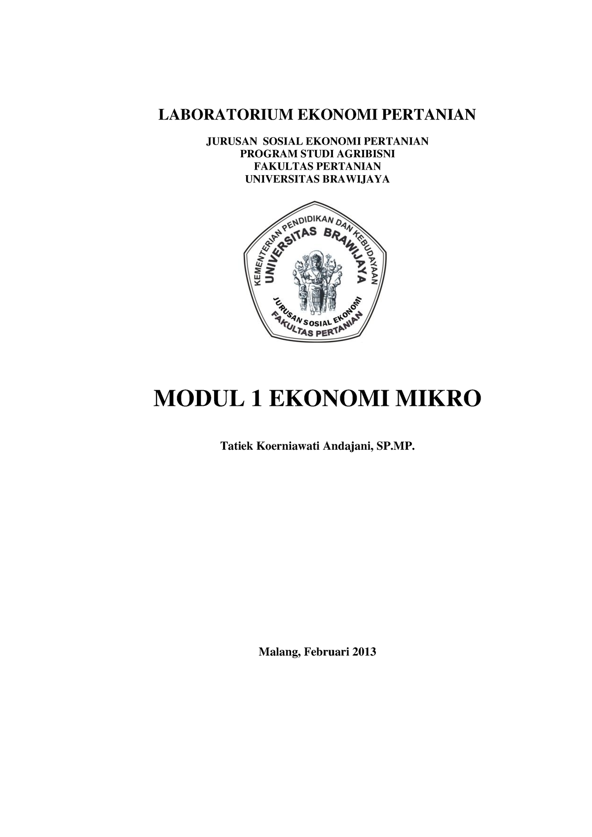 Modul 1 Ekonomi Mikro - LABORATORIUM EKONOMI PERTANIAN JURUSAN SOSIAL ...