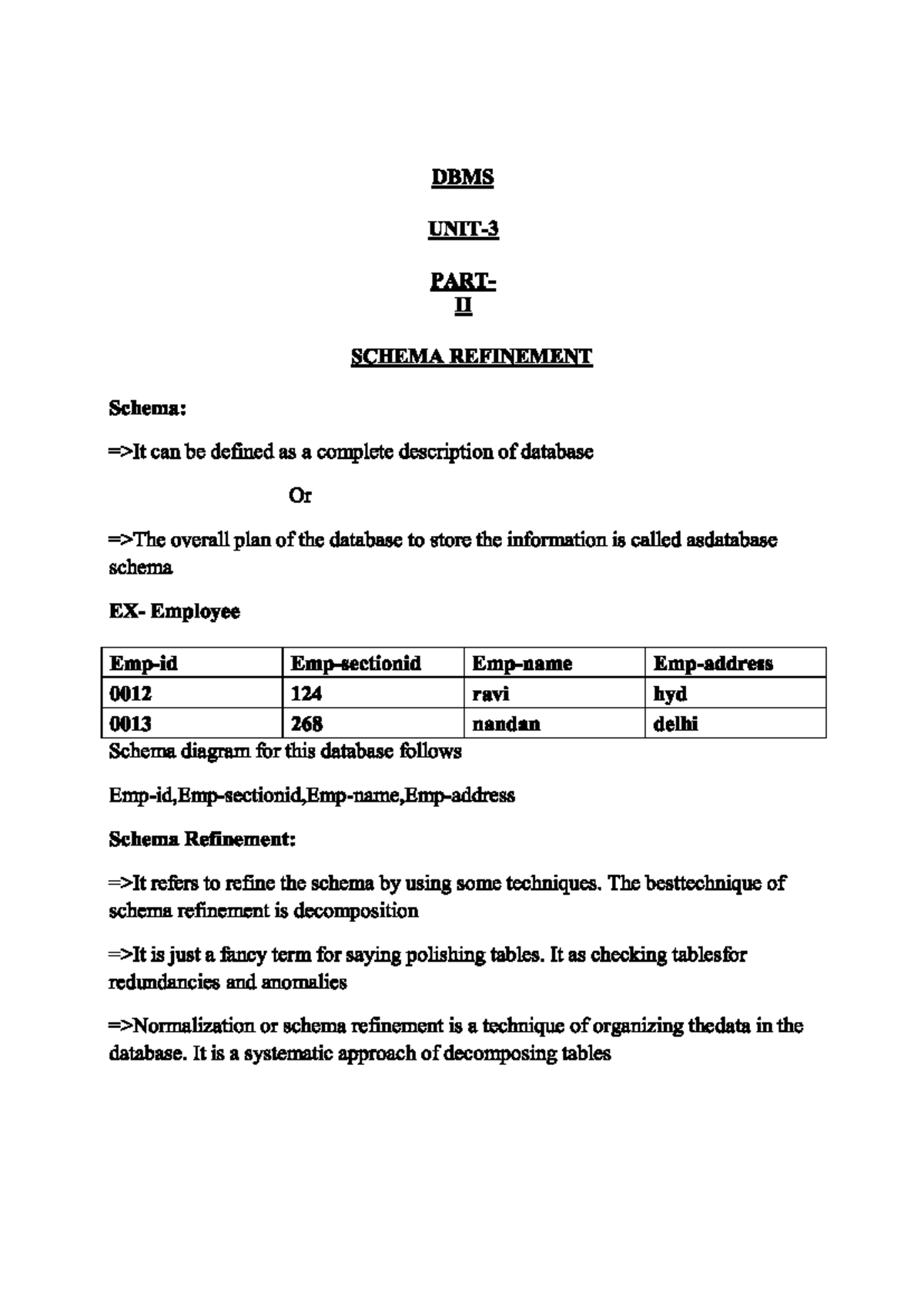 Mam 3 2 - nnwffffffffffffffffffffffffffff - DBMS II SCHEMA REFINEMENT ...